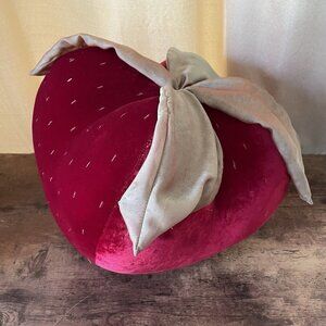 Oi San Francisco Strawberry Accent Pillow 13" Plush Red Velvet Fruit Whimsical
